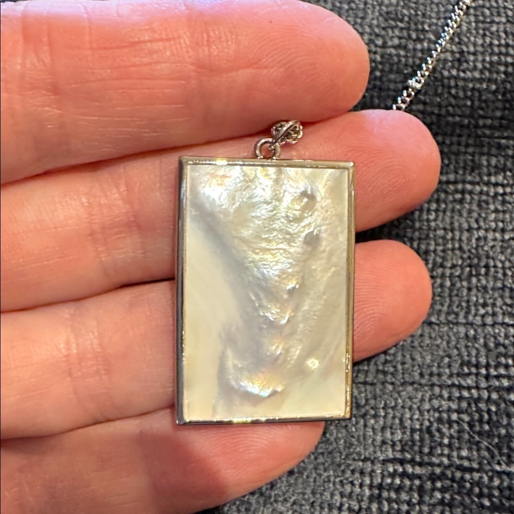 BB Lila Silver Necklace | Mother of Pearl Pendant | NWOT - Picture 2 of 6